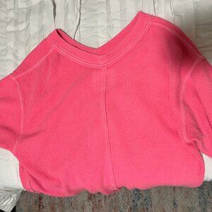 aeire hot pink v neck sweater